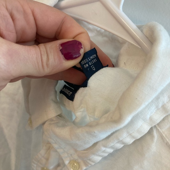 Ralph Lauren Shirt Mens L White 100% Linen Short Sleeve Classic Fit Button Up - Picture 5 of 6